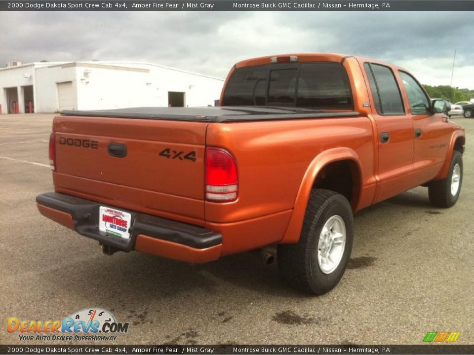 2000 Dodge Dakota Sport Crew Cab 4x4 Amber Fire Pearl / Mist Gray Photo #6