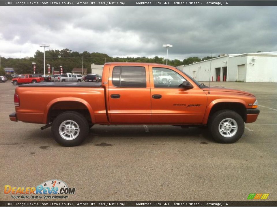 2000 Dodge Dakota Sport Crew Cab 4x4 Amber Fire Pearl / Mist Gray Photo #7