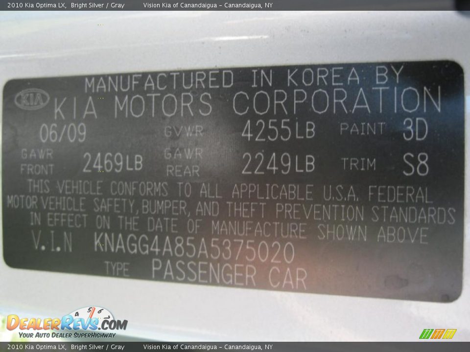2010 Kia Optima LX Bright Silver / Gray Photo #31