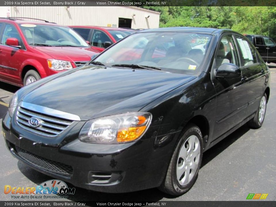 2009 Kia Spectra EX Sedan Ebony Black / Gray Photo #1