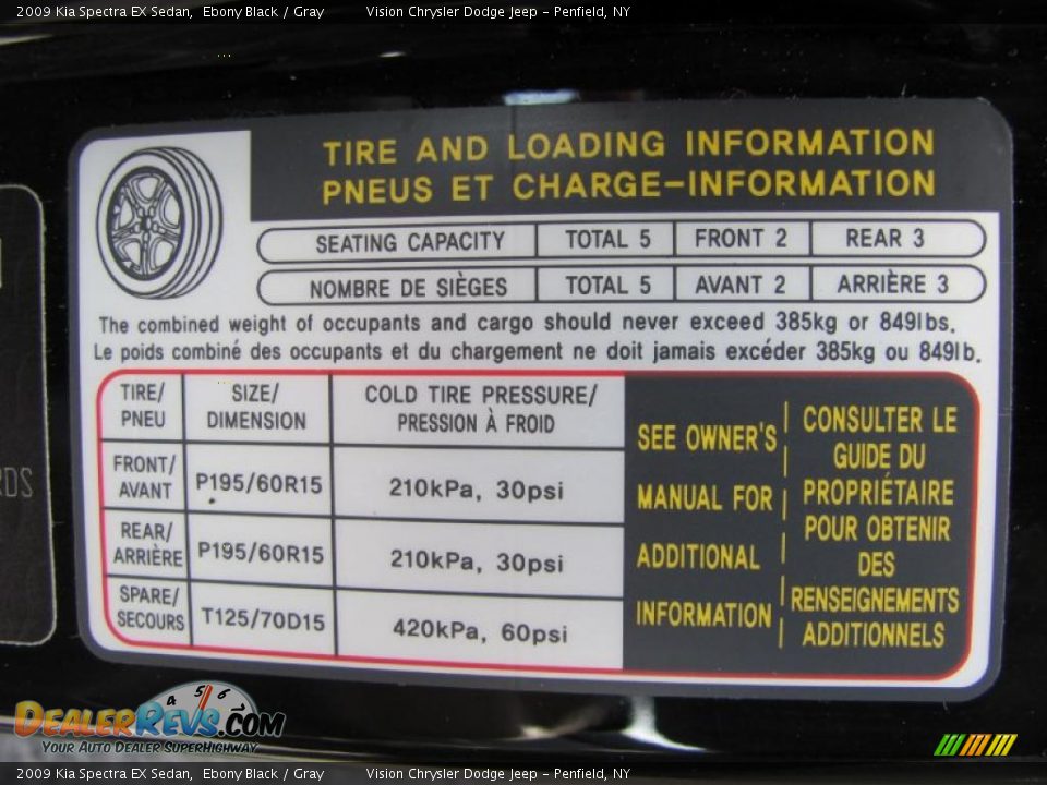 2009 Kia Spectra EX Sedan Ebony Black / Gray Photo #25