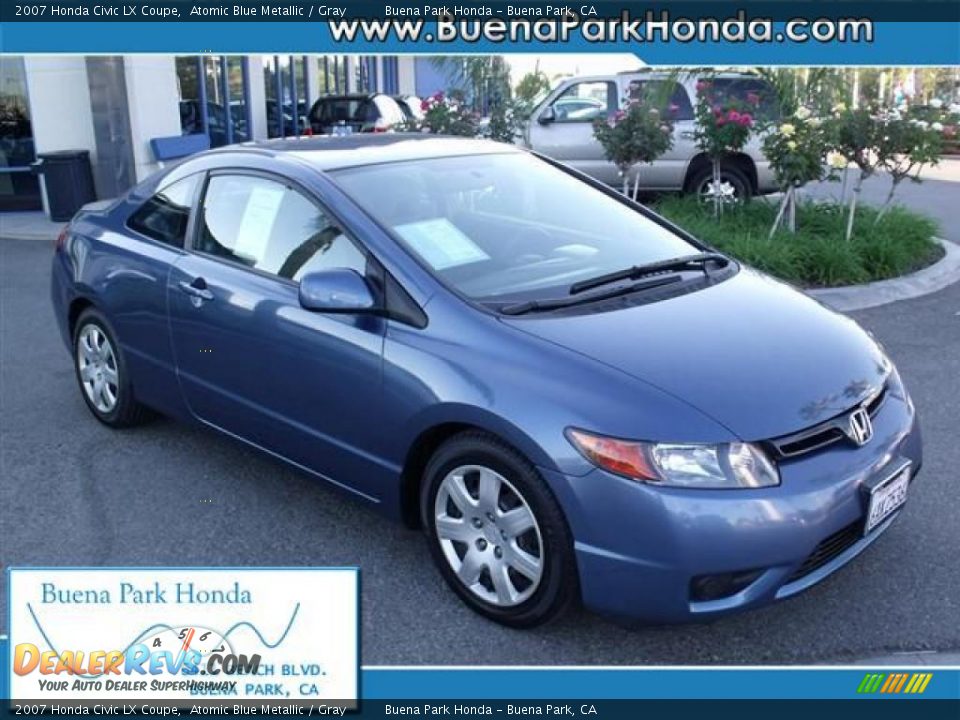 2007 Honda Civic LX Coupe Atomic Blue Metallic / Gray Photo #1
