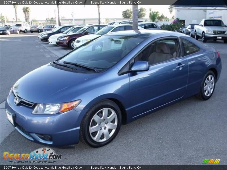 2007 Honda Civic LX Coupe Atomic Blue Metallic / Gray Photo #3
