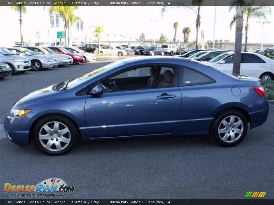 2007 Honda Civic LX Coupe Atomic Blue Metallic / Gray Photo #4