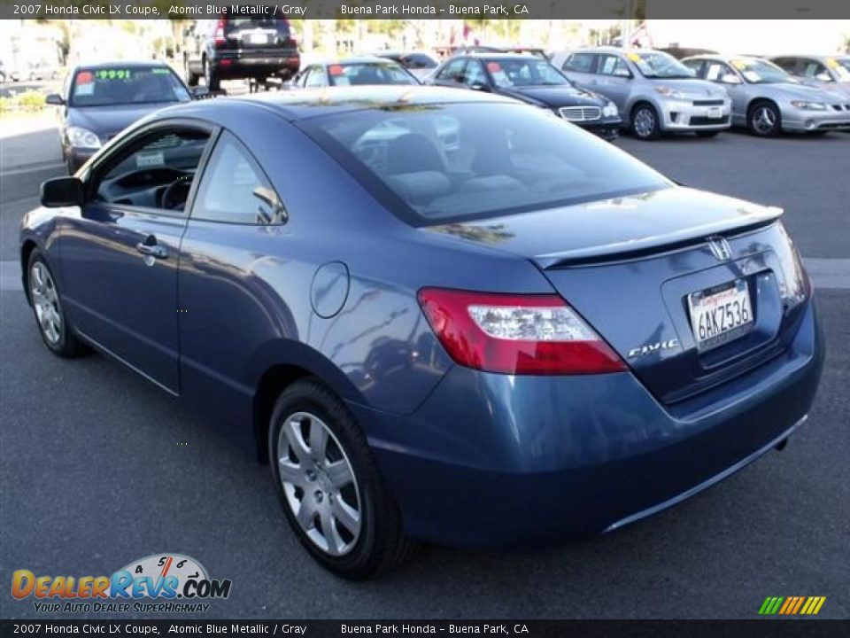 2007 Honda Civic LX Coupe Atomic Blue Metallic / Gray Photo #5