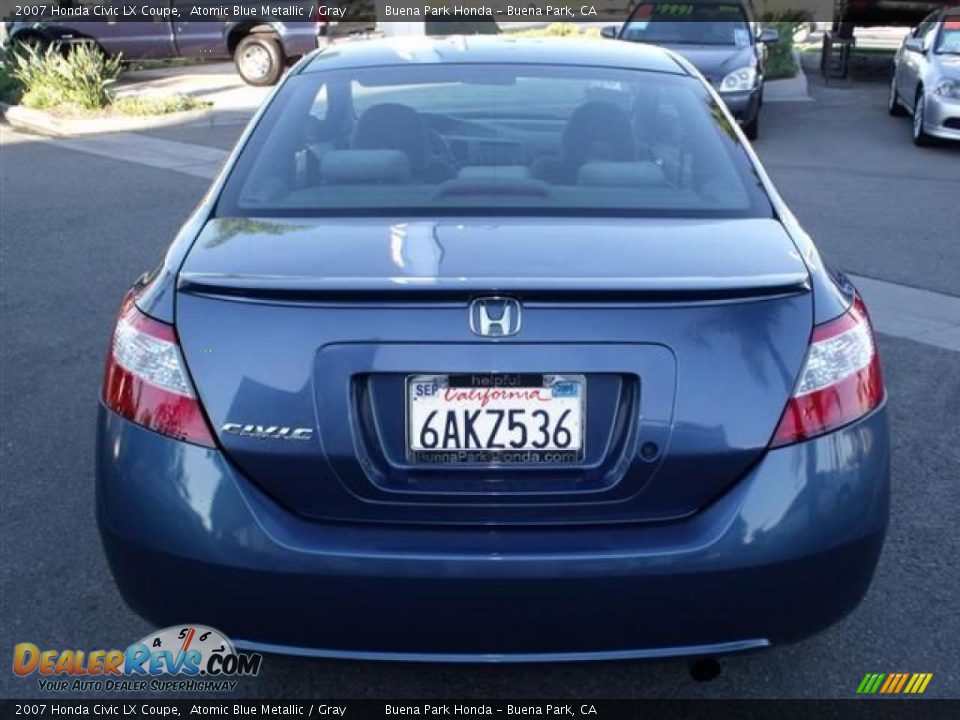 2007 Honda Civic LX Coupe Atomic Blue Metallic / Gray Photo #6