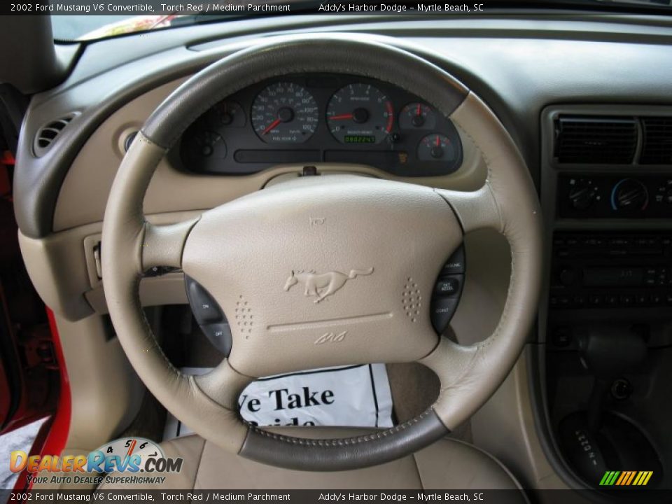 2002 Ford Mustang V6 Convertible Torch Red / Medium Parchment Photo #19