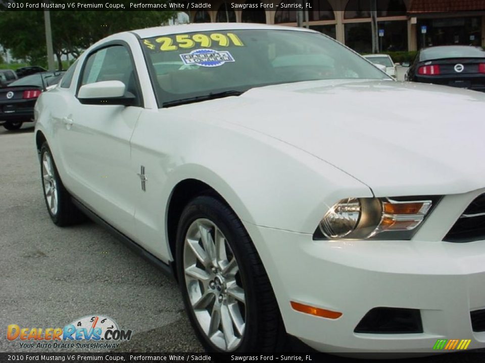 2010 Ford Mustang V6 Premium Coupe Performance White / Saddle Photo #2