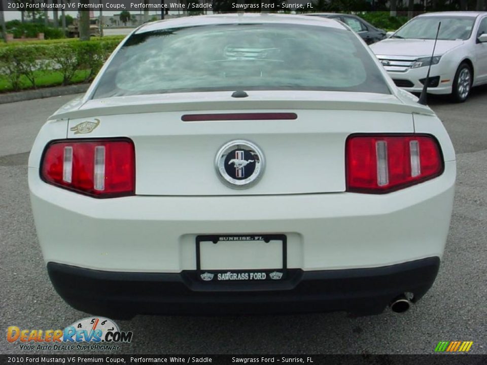 2010 Ford Mustang V6 Premium Coupe Performance White / Saddle Photo #7