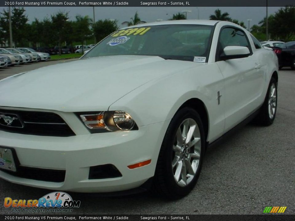 2010 Ford Mustang V6 Premium Coupe Performance White / Saddle Photo #12