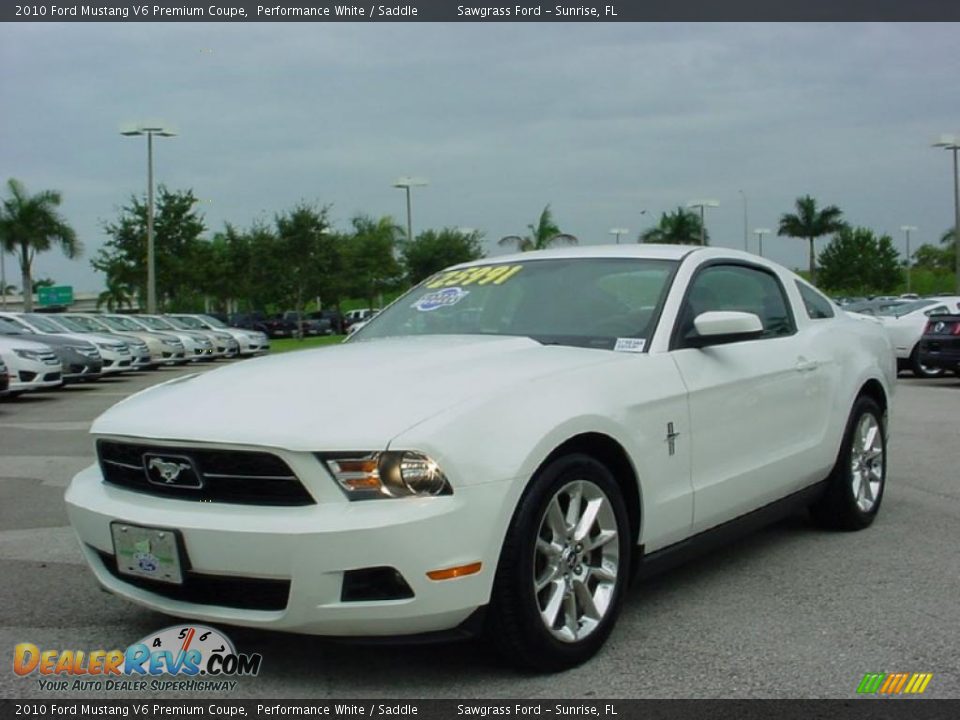 2010 Ford Mustang V6 Premium Coupe Performance White / Saddle Photo #13