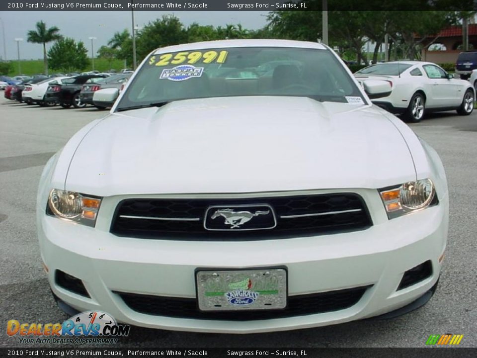 2010 Ford Mustang V6 Premium Coupe Performance White / Saddle Photo #14