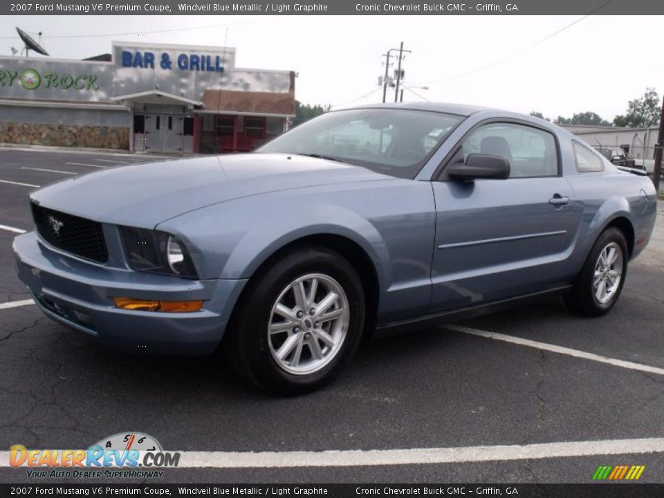 2007 Ford Mustang V6 Premium Coupe Windveil Blue Metallic / Light Graphite Photo #3