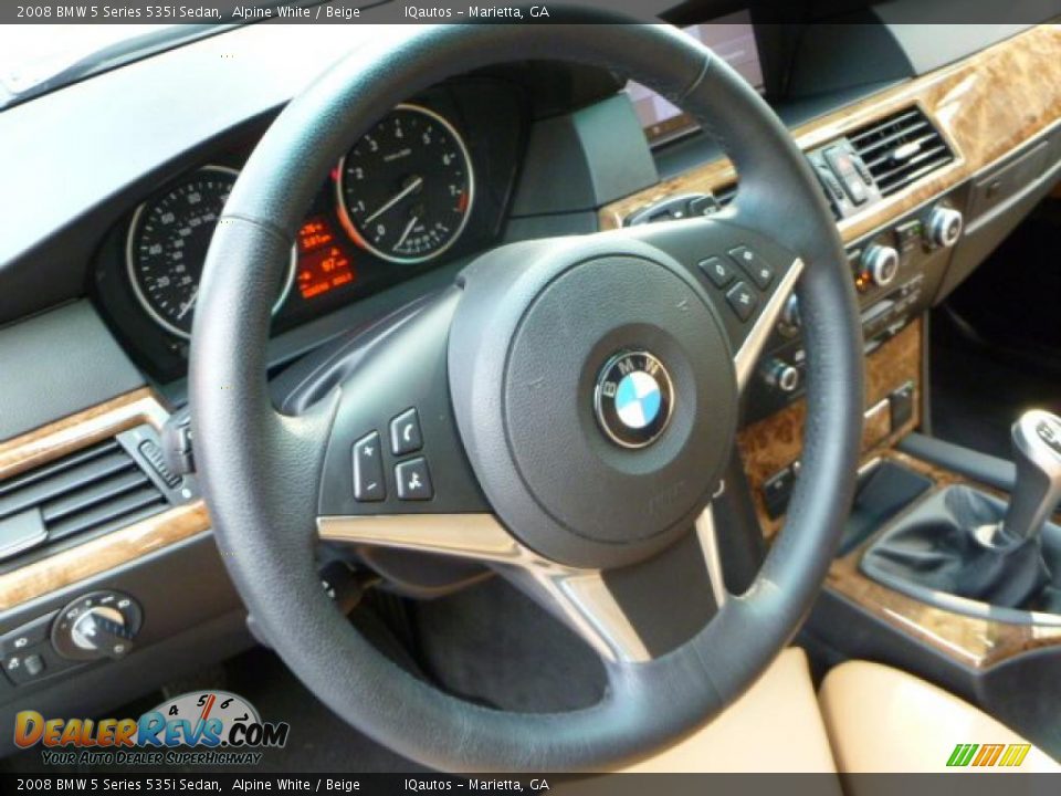 2008 BMW 5 Series 535i Sedan Alpine White / Beige Photo #30