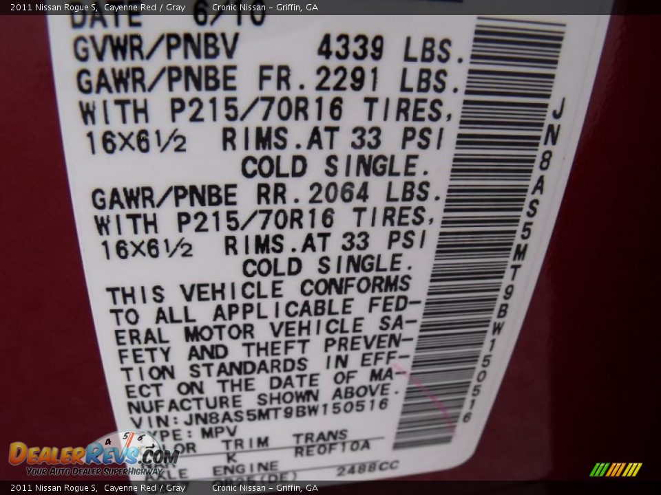 2011 Nissan Rogue S Cayenne Red / Gray Photo #14