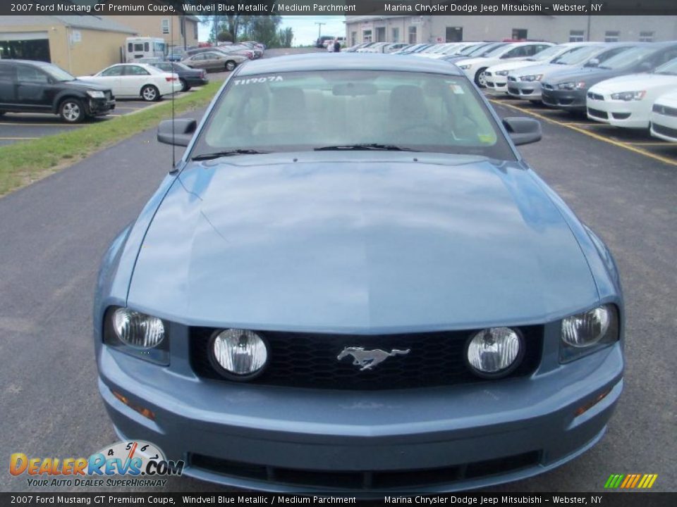 2007 Ford Mustang GT Premium Coupe Windveil Blue Metallic / Medium Parchment Photo #12