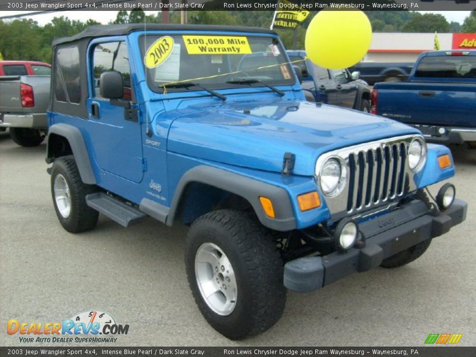 2003 Jeep Wrangler Sport 4x4 Intense Blue Pearl / Dark Slate Gray Photo #7