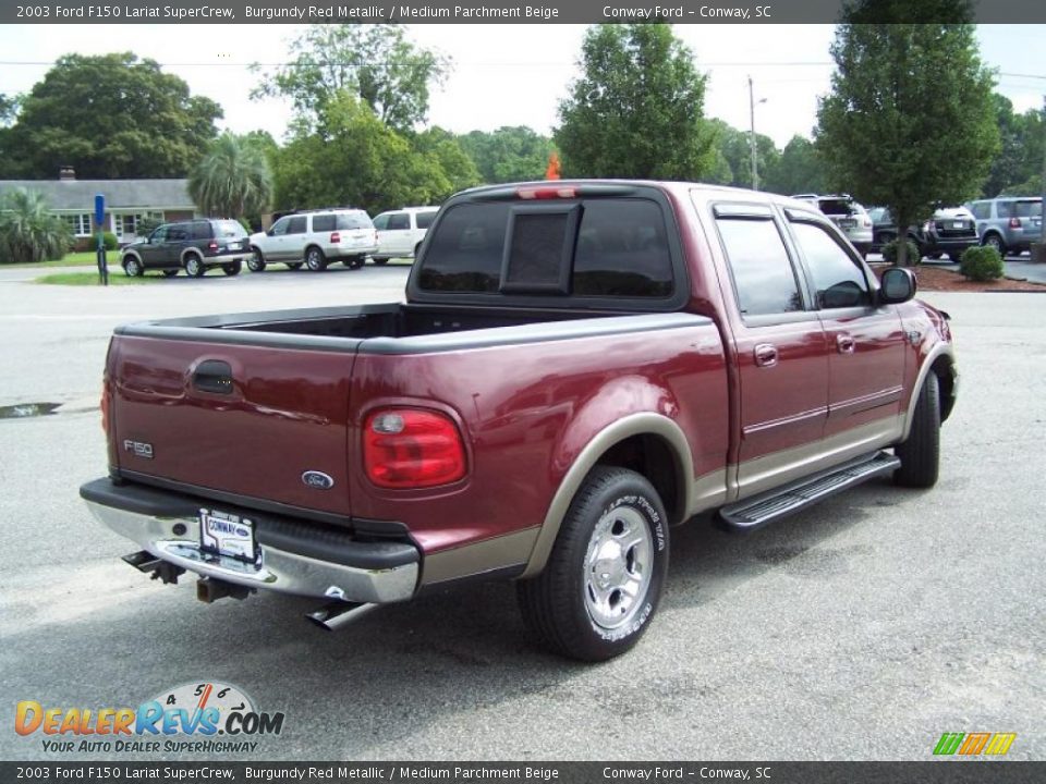 2003 Ford F150 Lariat SuperCrew Burgundy Red Metallic / Medium Parchment Beige Photo #5