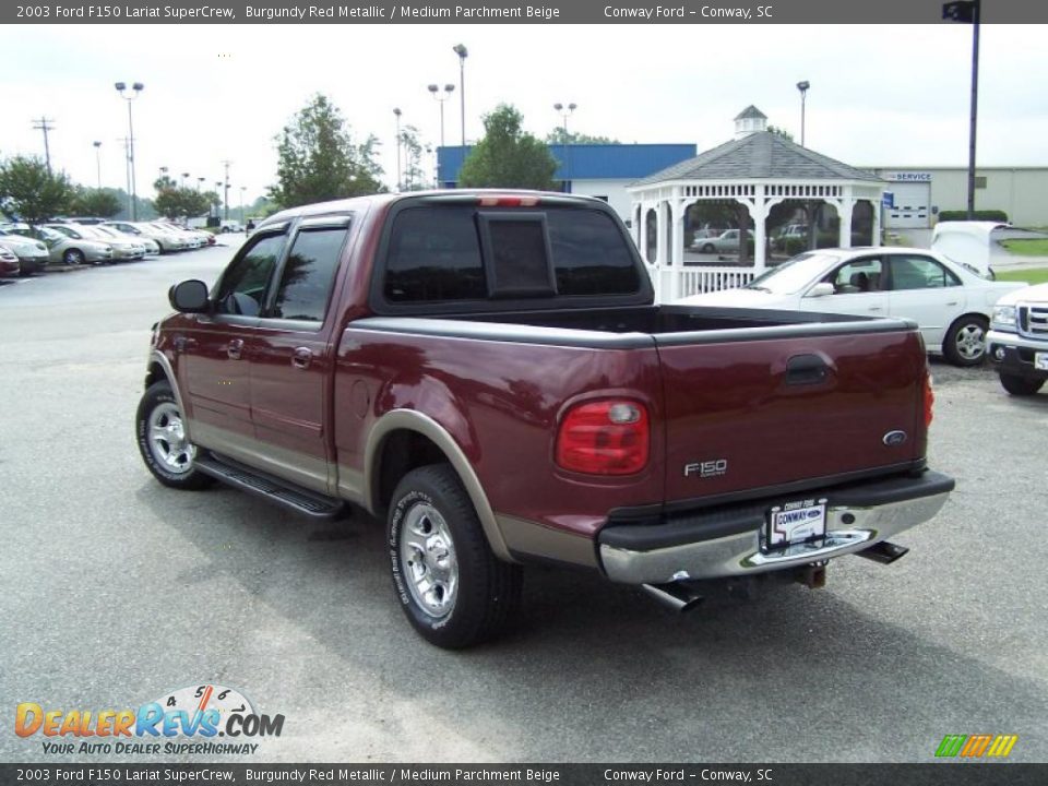 2003 Ford F150 Lariat SuperCrew Burgundy Red Metallic / Medium Parchment Beige Photo #7