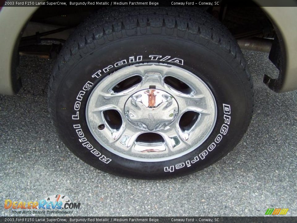 2003 Ford F150 Lariat SuperCrew Burgundy Red Metallic / Medium Parchment Beige Photo #9