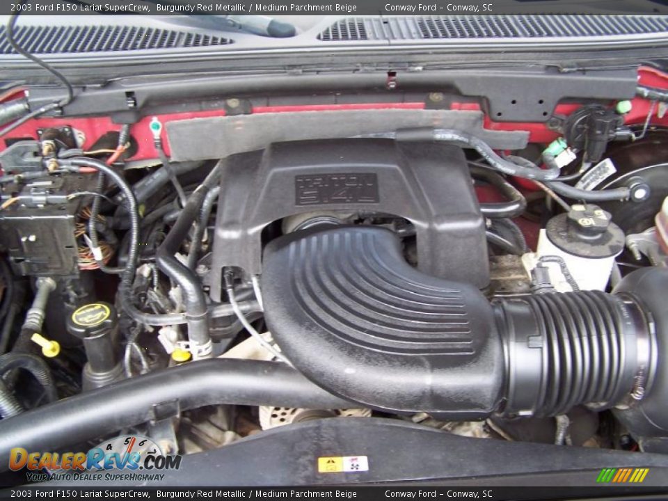 2003 Ford F150 Lariat SuperCrew Burgundy Red Metallic / Medium Parchment Beige Photo #13