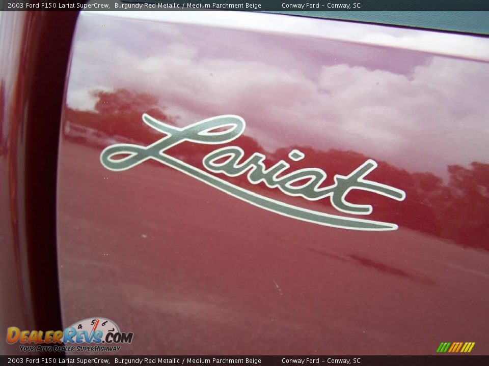2003 Ford F150 Lariat SuperCrew Burgundy Red Metallic / Medium Parchment Beige Photo #14