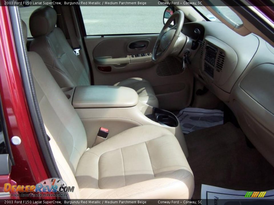 2003 Ford F150 Lariat SuperCrew Burgundy Red Metallic / Medium Parchment Beige Photo #19