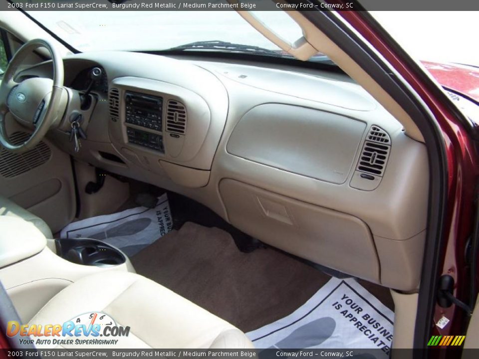 2003 Ford F150 Lariat SuperCrew Burgundy Red Metallic / Medium Parchment Beige Photo #20