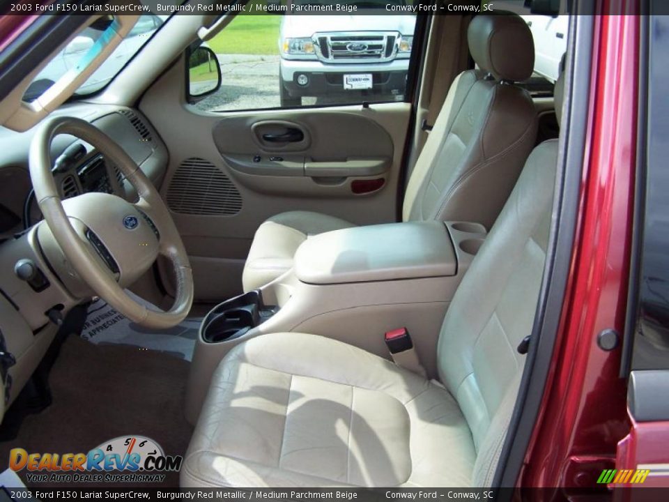 2003 Ford F150 Lariat SuperCrew Burgundy Red Metallic / Medium Parchment Beige Photo #22