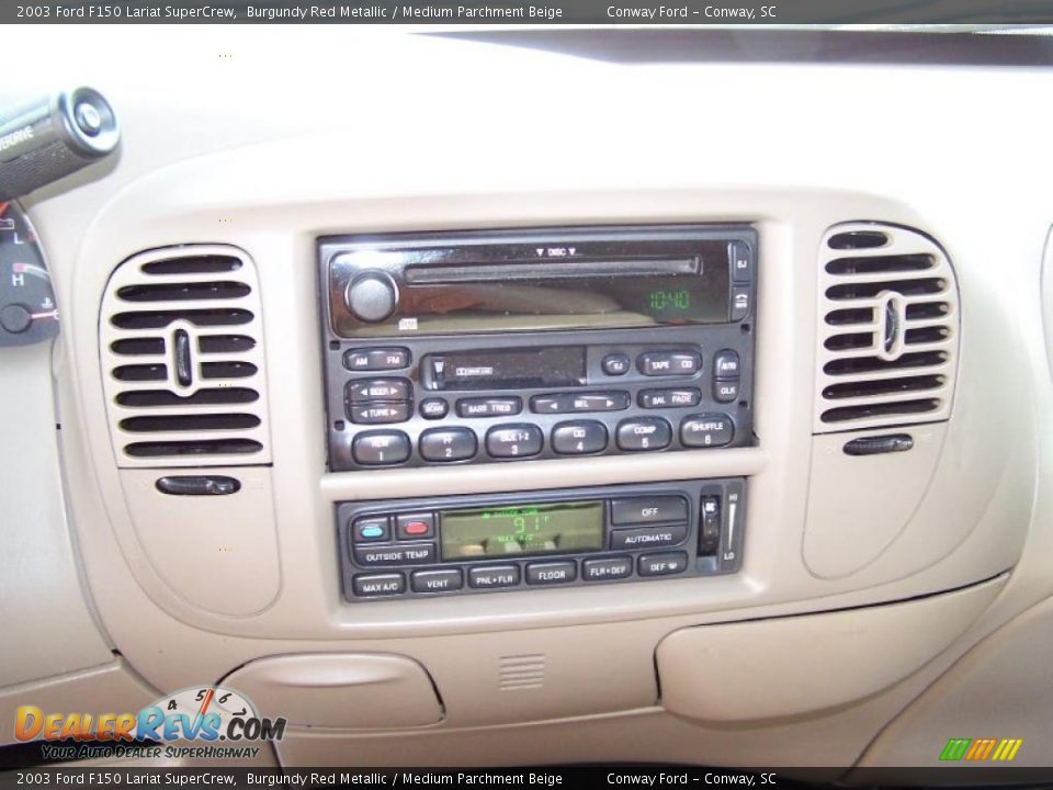 2003 Ford F150 Lariat SuperCrew Burgundy Red Metallic / Medium Parchment Beige Photo #24
