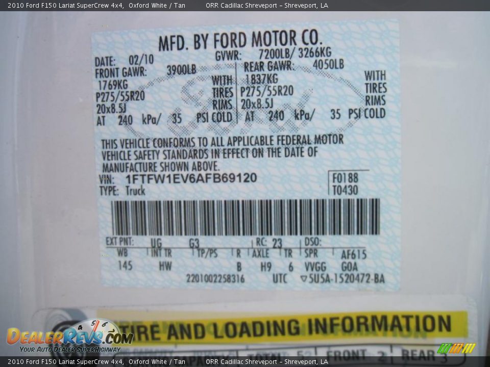 2010 Ford F150 Lariat SuperCrew 4x4 Oxford White / Tan Photo #29