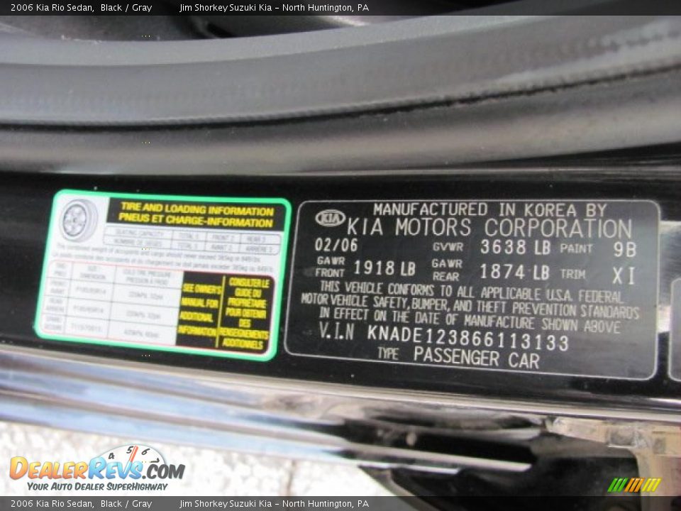 2006 Kia Rio Sedan Black / Gray Photo #14