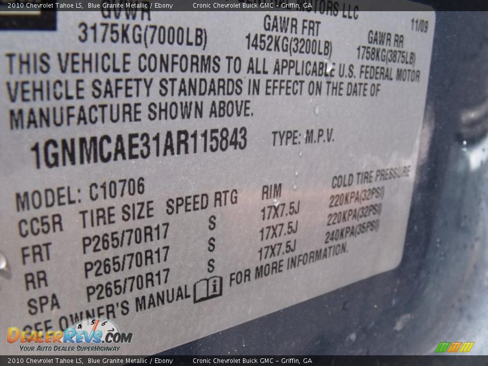 2010 Chevrolet Tahoe LS Blue Granite Metallic / Ebony Photo #25