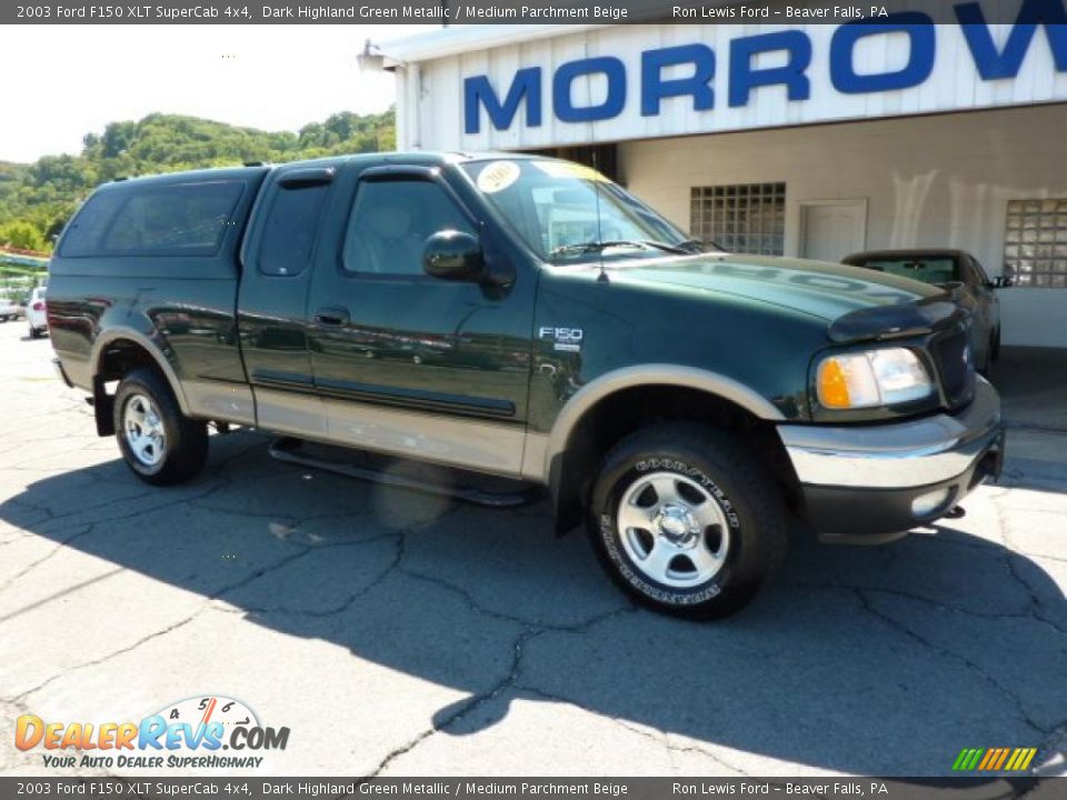 2003 Ford F150 XLT SuperCab 4x4 Dark Highland Green Metallic / Medium Parchment Beige Photo #2