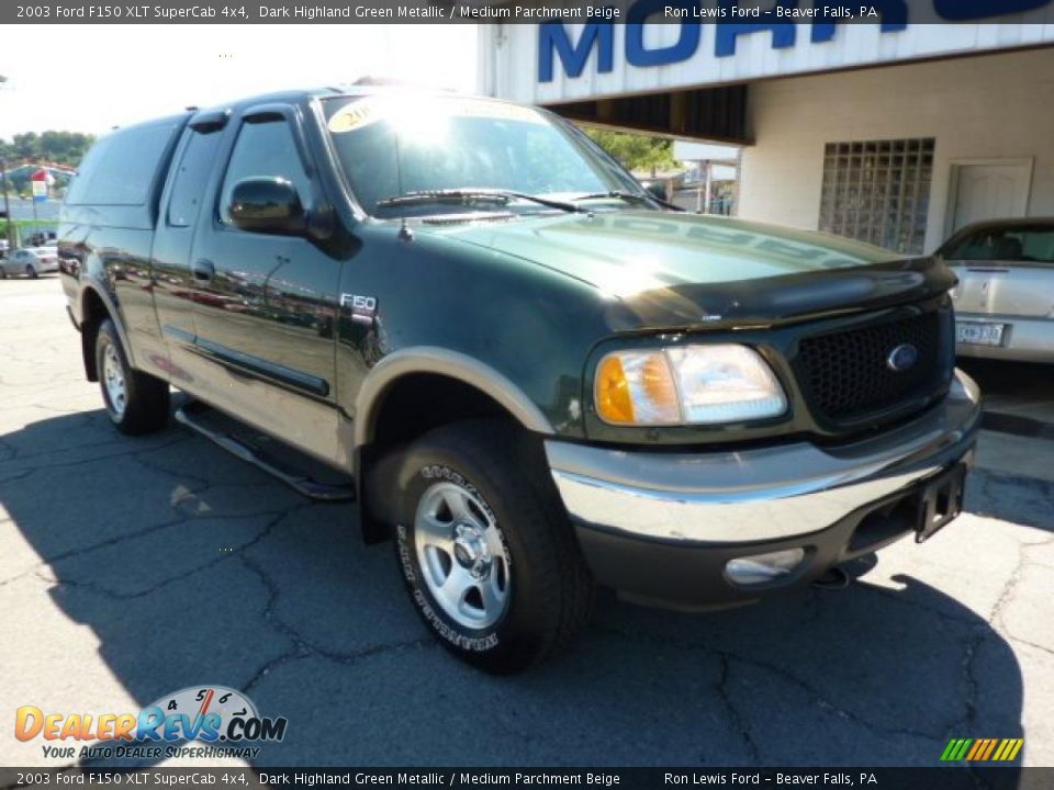 2003 Ford F150 XLT SuperCab 4x4 Dark Highland Green Metallic / Medium Parchment Beige Photo #3