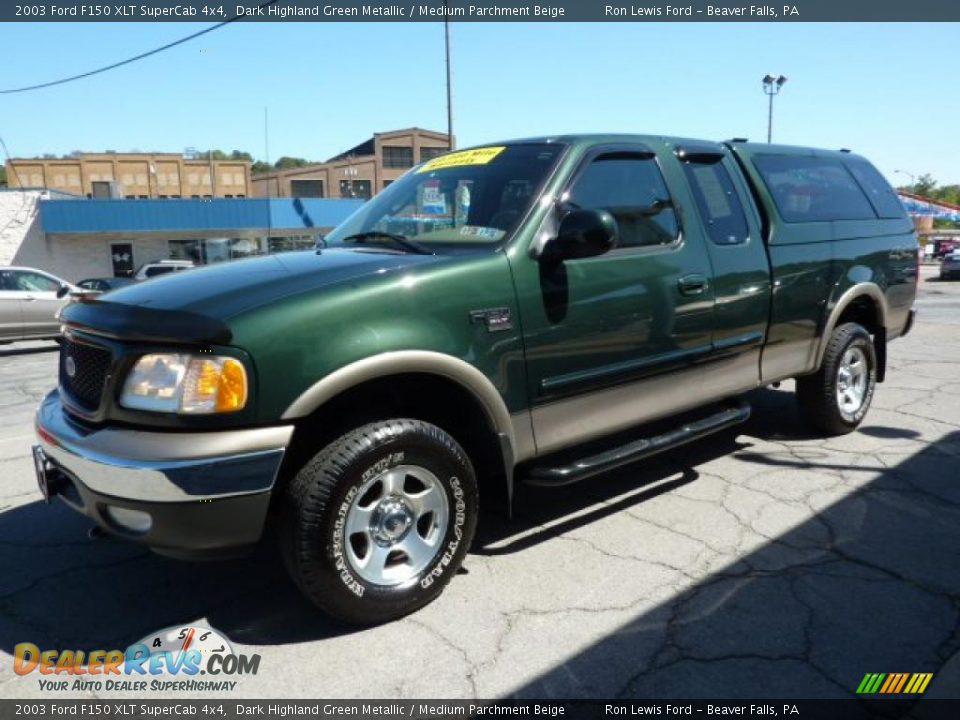 2003 Ford F150 XLT SuperCab 4x4 Dark Highland Green Metallic / Medium Parchment Beige Photo #5