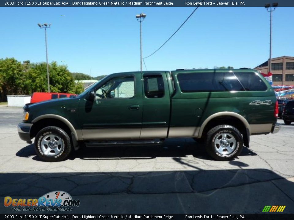 2003 Ford F150 XLT SuperCab 4x4 Dark Highland Green Metallic / Medium Parchment Beige Photo #6