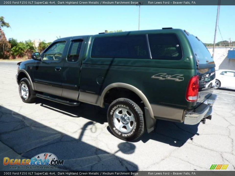 2003 Ford F150 XLT SuperCab 4x4 Dark Highland Green Metallic / Medium Parchment Beige Photo #7