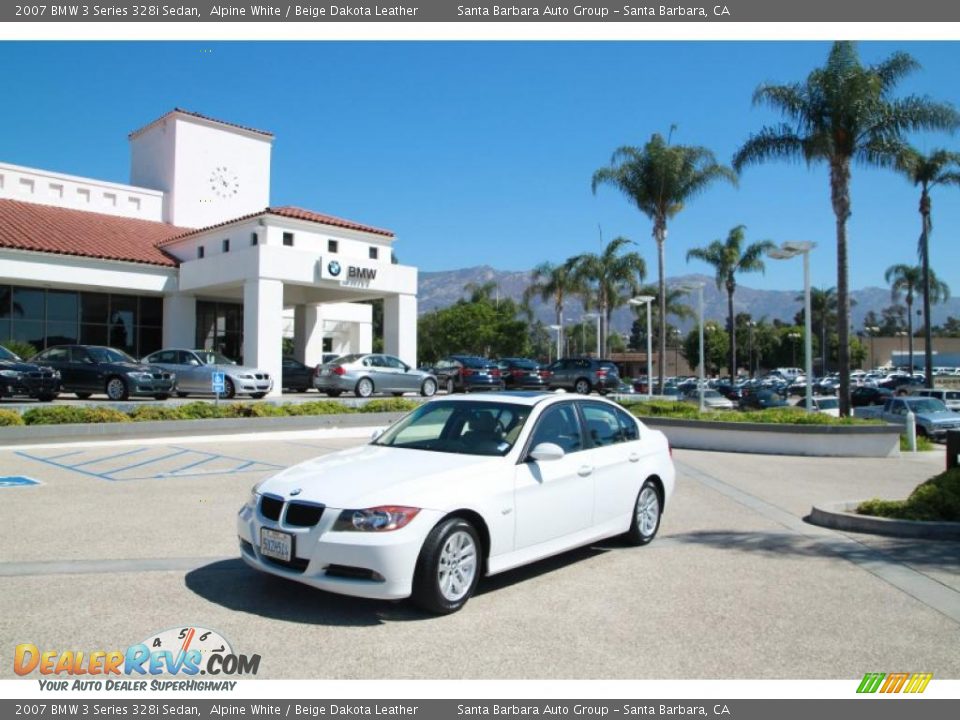 2007 BMW 3 Series 328i Sedan Alpine White / Beige Dakota Leather Photo #2
