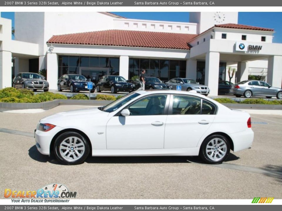 2007 BMW 3 Series 328i Sedan Alpine White / Beige Dakota Leather Photo #4