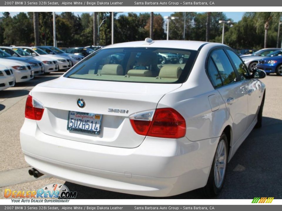 2007 BMW 3 Series 328i Sedan Alpine White / Beige Dakota Leather Photo #6