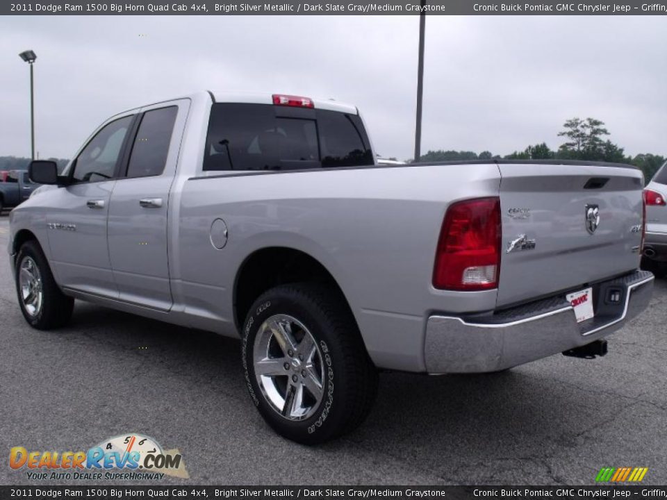 2011 Dodge Ram 1500 Big Horn Quad Cab 4x4 Bright Silver Metallic / Dark Slate Gray/Medium Graystone Photo #6