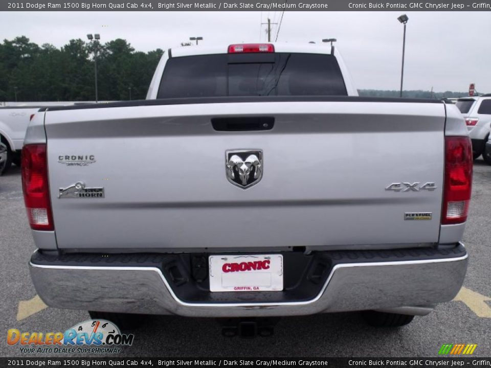 2011 Dodge Ram 1500 Big Horn Quad Cab 4x4 Bright Silver Metallic / Dark Slate Gray/Medium Graystone Photo #7