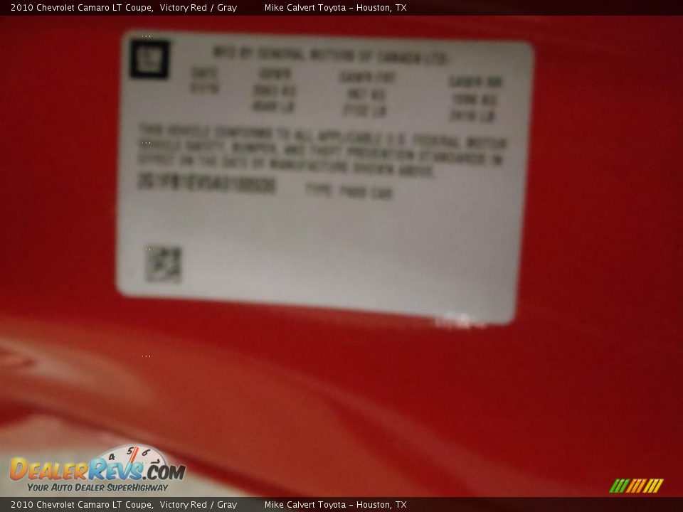 2010 Chevrolet Camaro LT Coupe Victory Red / Gray Photo #25