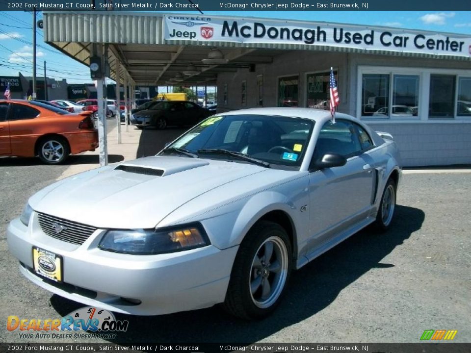 2002 Ford Mustang GT Coupe Satin Silver Metallic / Dark Charcoal Photo #1