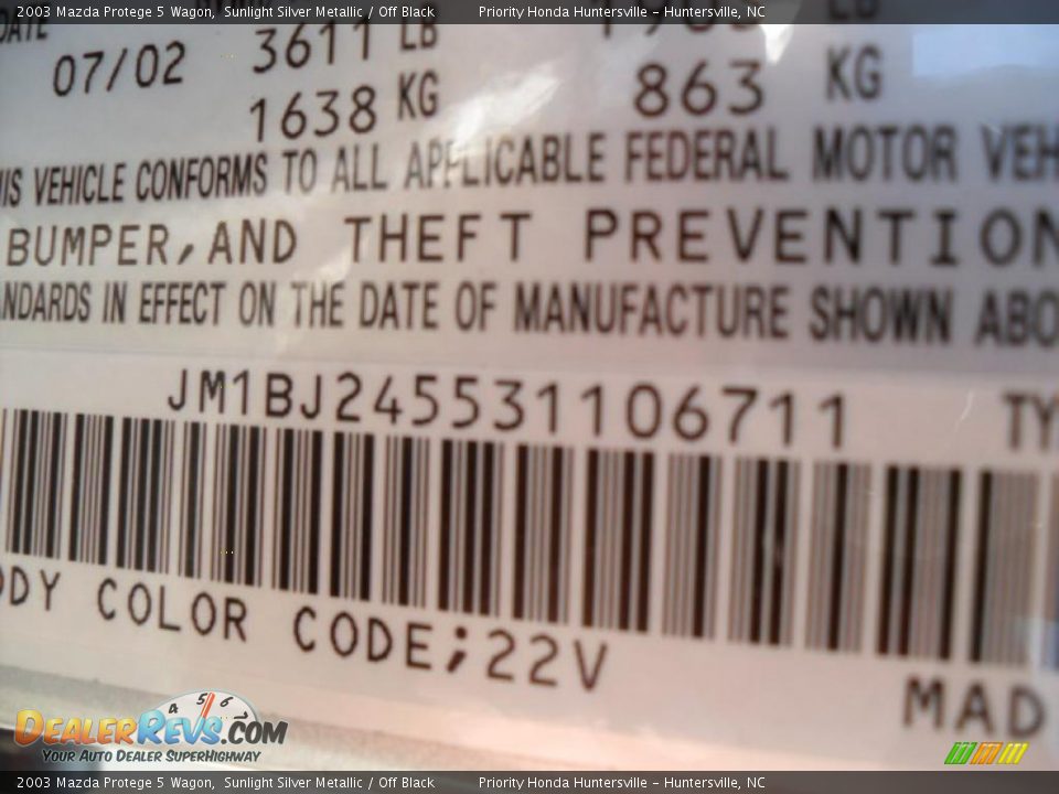 2003 Mazda Protege 5 Wagon Sunlight Silver Metallic / Off Black Photo #8