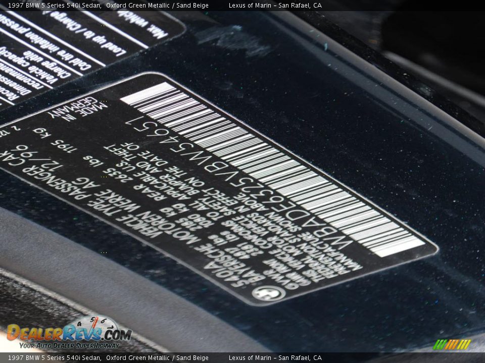 1997 BMW 5 Series 540i Sedan Oxford Green Metallic / Sand Beige Photo #19