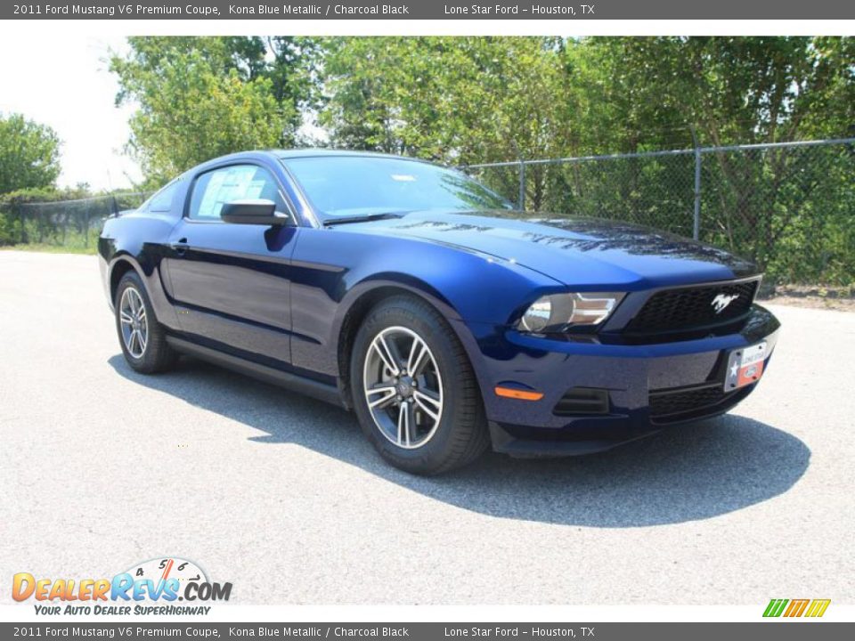 2011 Ford Mustang V6 Premium Coupe Kona Blue Metallic / Charcoal Black Photo #1