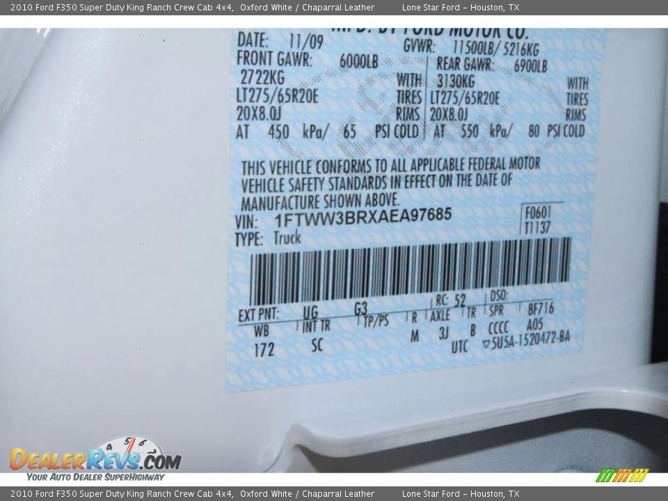2010 Ford F350 Super Duty King Ranch Crew Cab 4x4 Oxford White / Chaparral Leather Photo #7