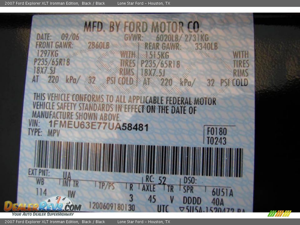 2007 Ford Explorer XLT Ironman Edition Black / Black Photo #29